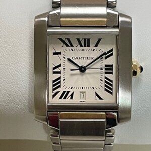 CARTIER TANK FRANCAISE  Men's Stainless Steel & Gold Watch  Model W510005Q4
